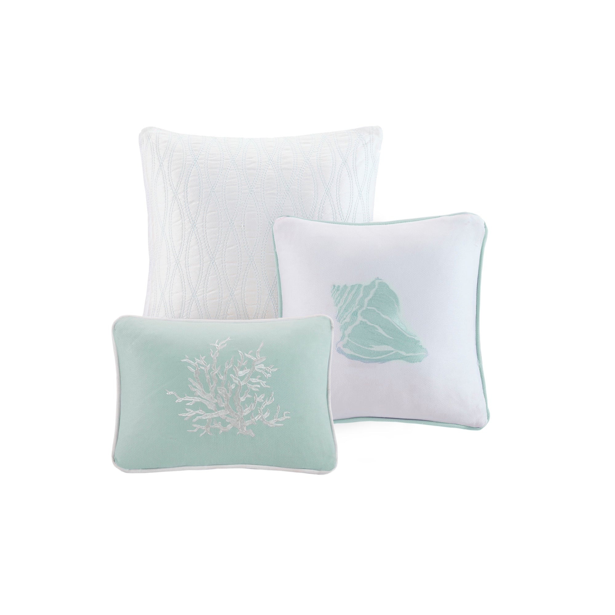 Oversized Cotton Jacquard Comforter Set Aqua Queen