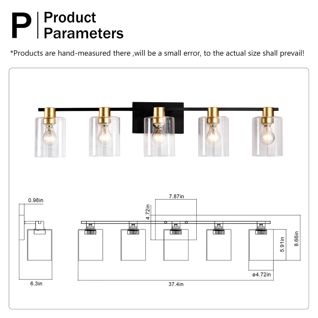5-Light Matte Bathroom Lighting