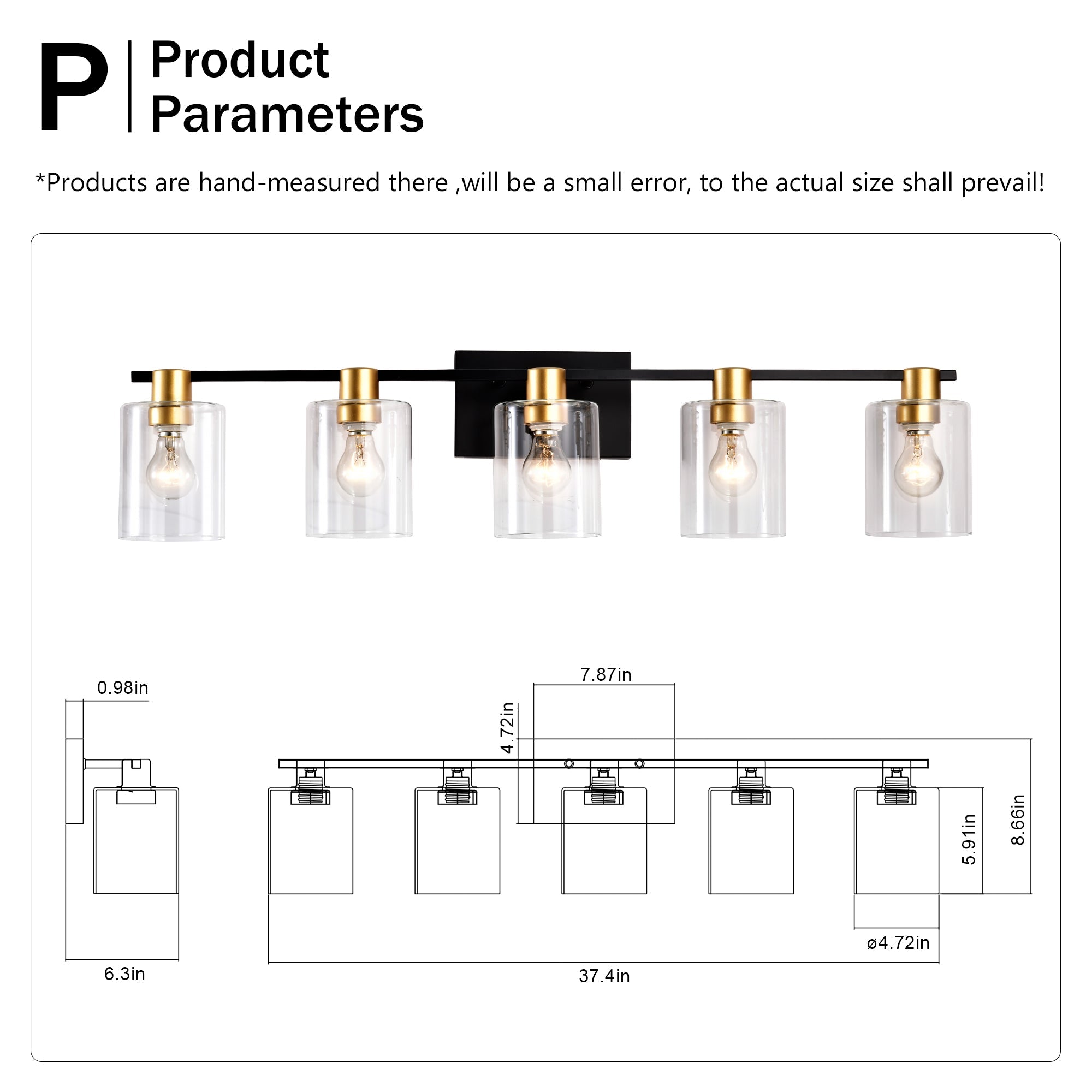 5-Light Matte Bathroom Lighting