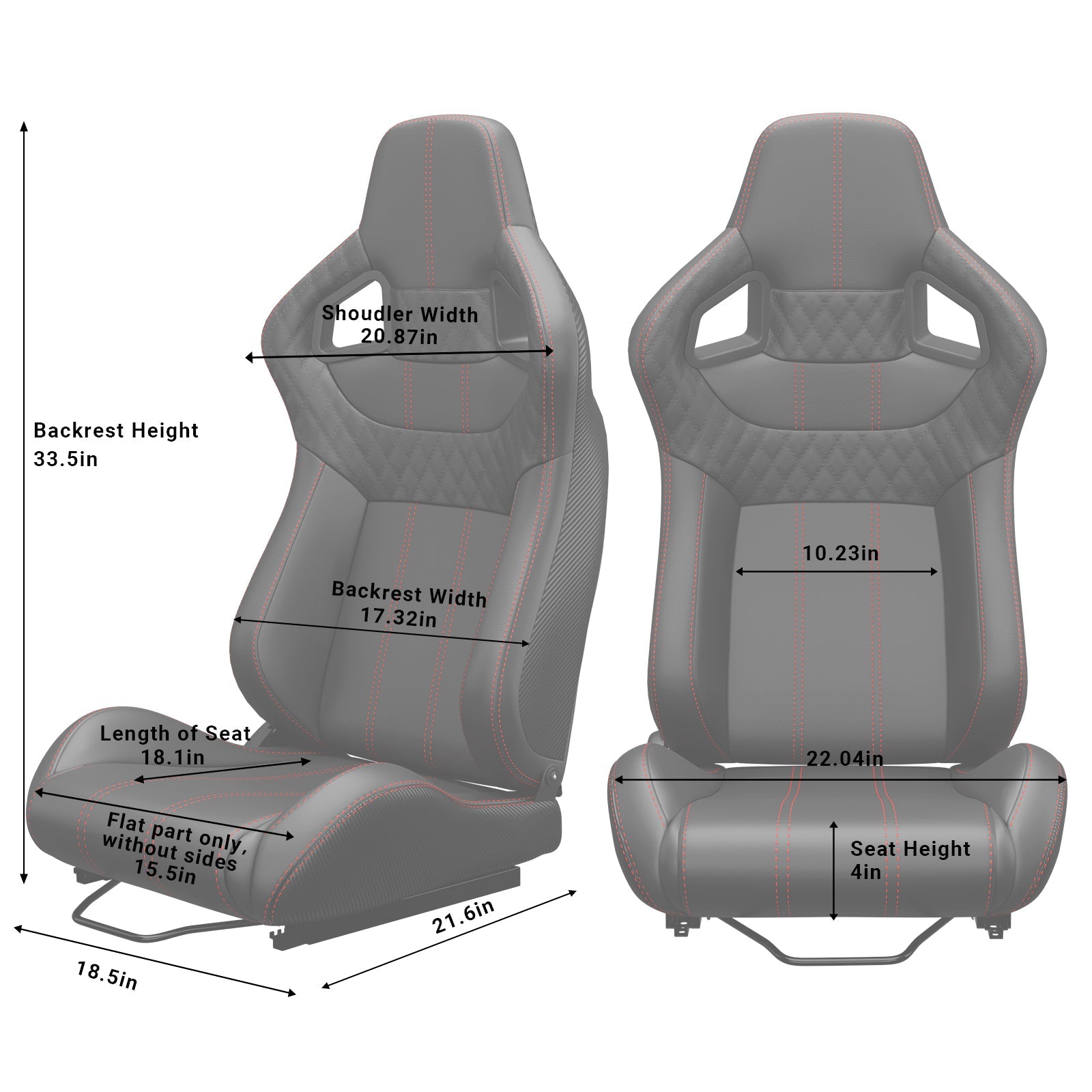 2PC Universal Bucket Racing Seats