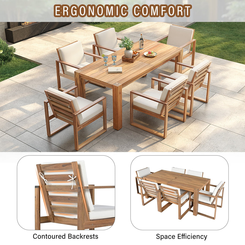 TREXM Patio Table and Chairs Set, 7-Piece Outdoor Dining Set for 6