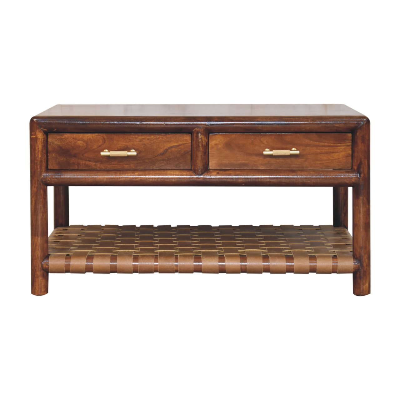 Regency Woven Console Table with 4 Drawers, Open Slot