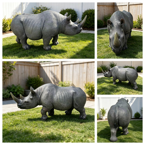 27.5" Large Realistic Rhinoceros Garden Statue