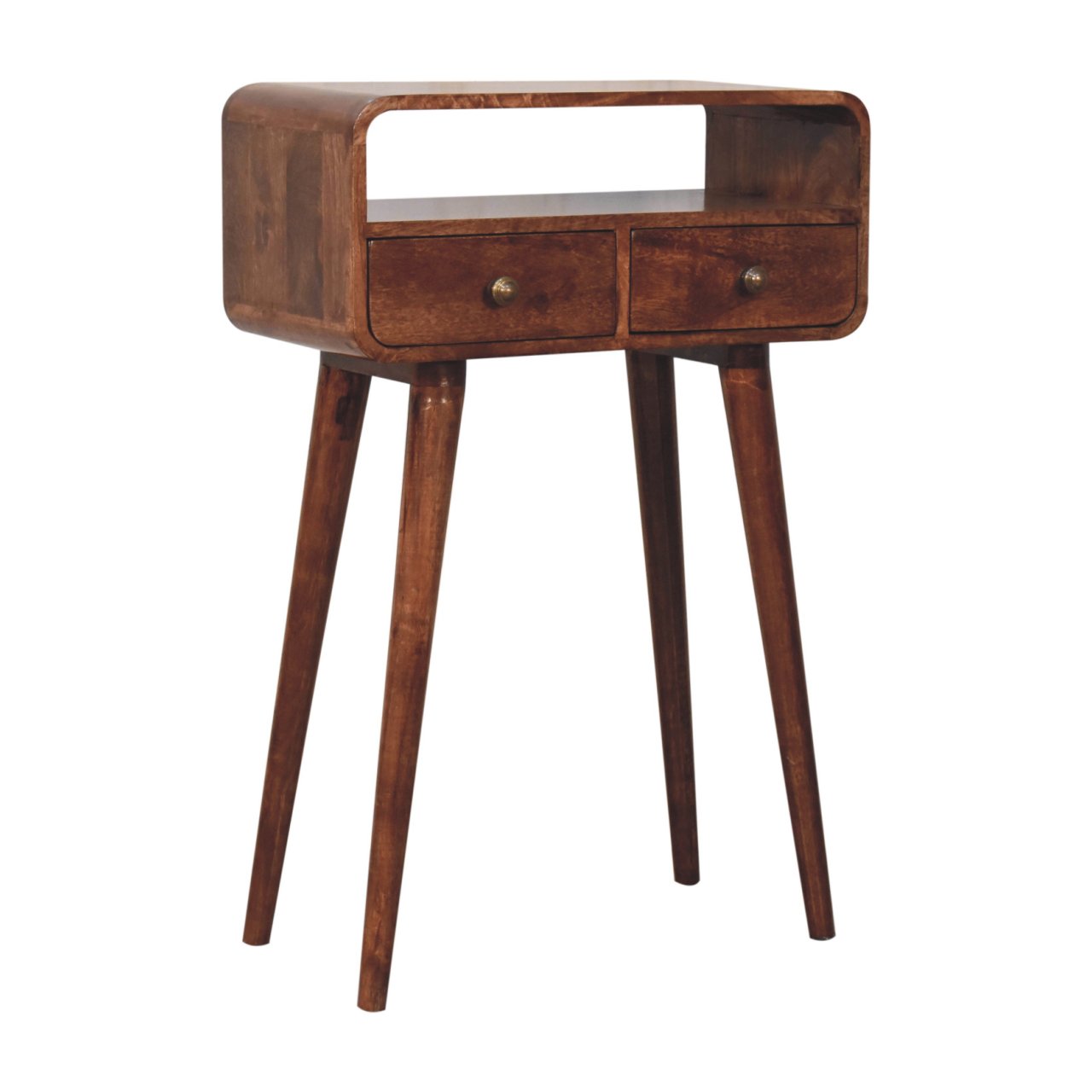 Solid Wood Mini Curved Honey Console Table