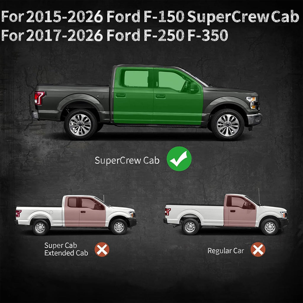 6" Running Boards Side Steps For 2015-2026 Ford F-150 Super Crew Cab