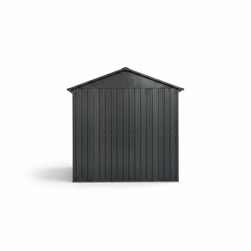 8x6FT Galvanized Steel Outdoor Storage Shed with Sliding Door