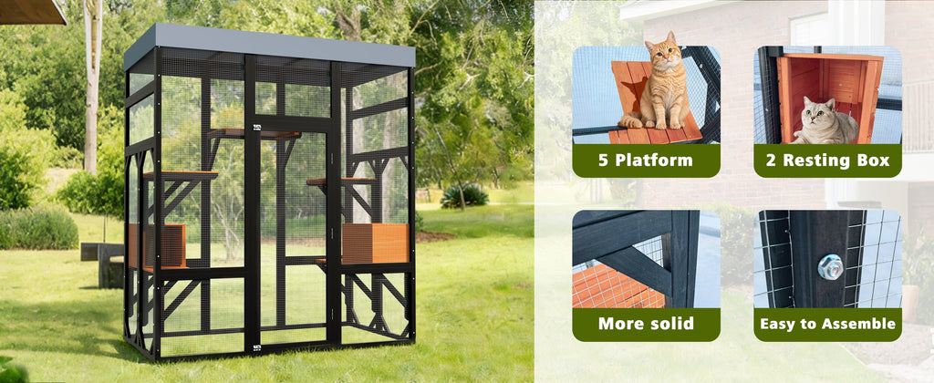 62.6" Solid Wood Pet Enclosure