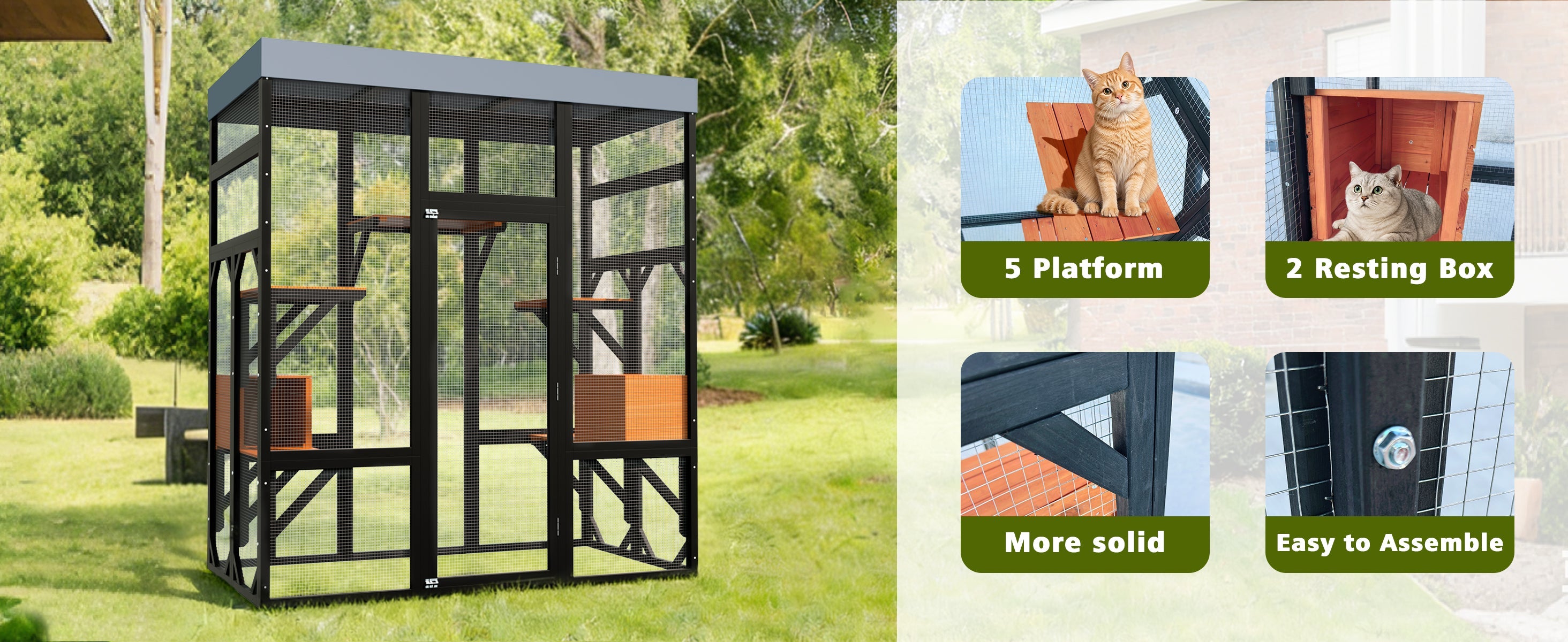 62.6" Solid Wood Pet Enclosure