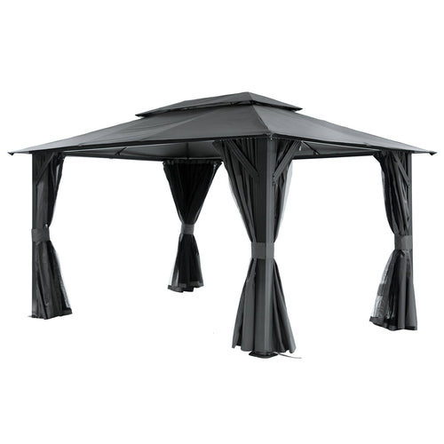 10'x13' Outdoor Gazebo with Double Roof and Mosquito Netting