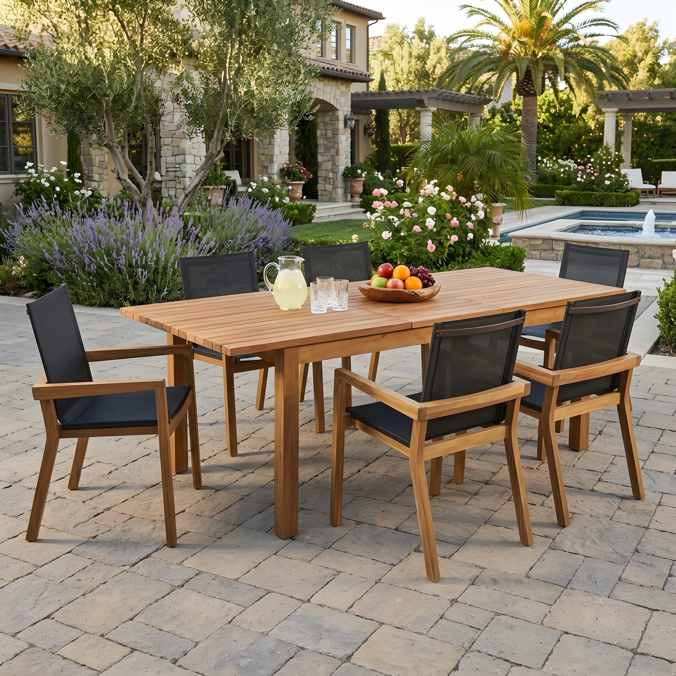 7 Pieces Acacia Wood Outdoor Dining Set