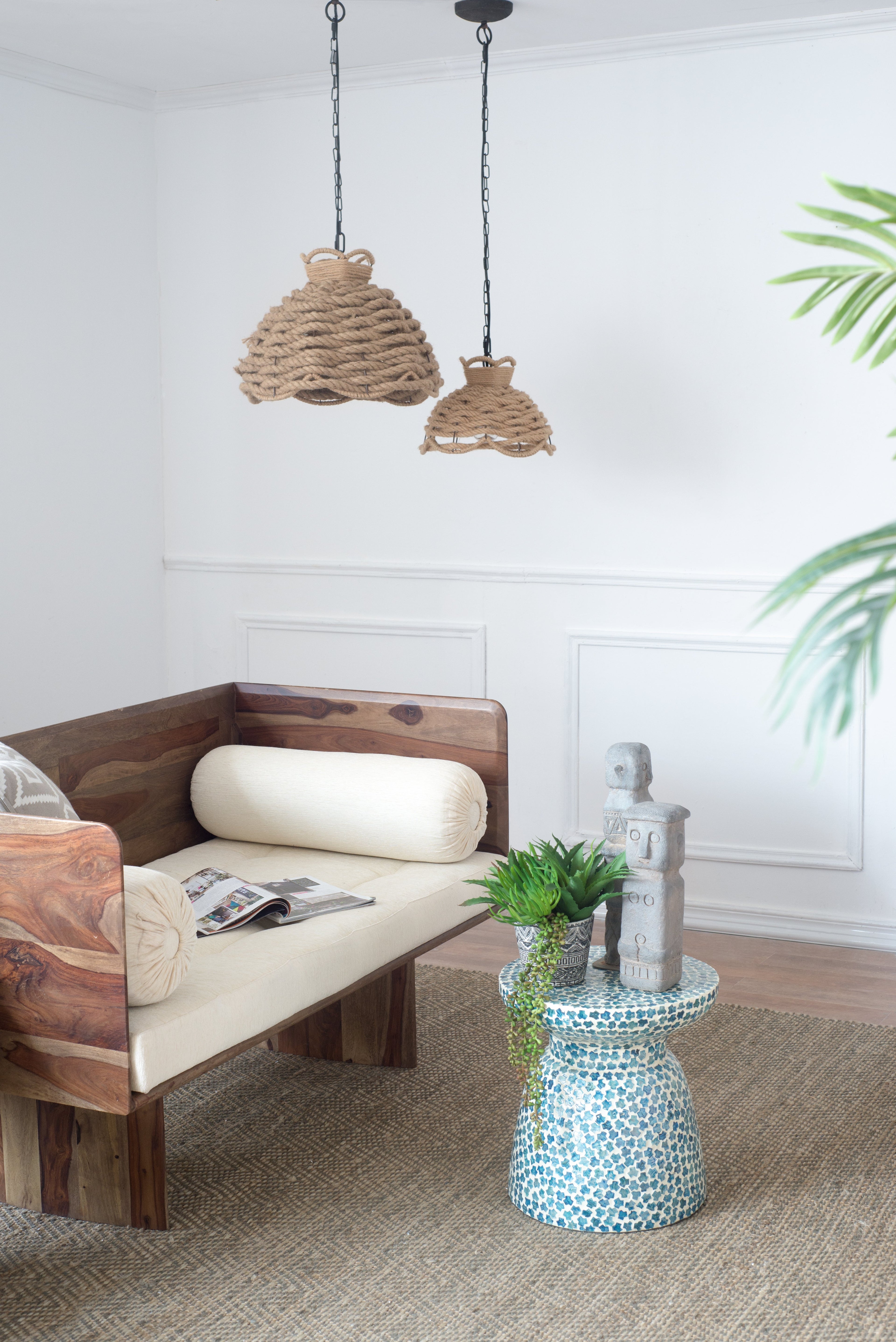 S/2 Rope Woven Chandelier