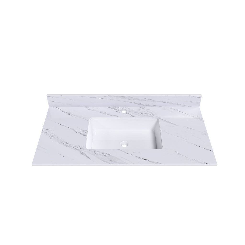 Bianco Carrara Venato Marble Vanity Top With Pre Drilled Faucet Hole And Undermount Sink
