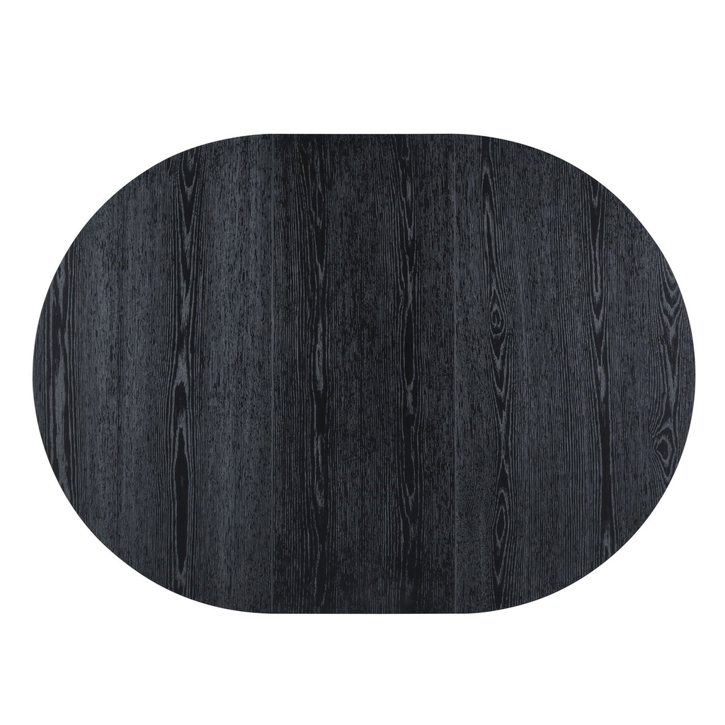 5 Piece Dining Set Extendable Round Table And 4 Chairs - Black / Oak