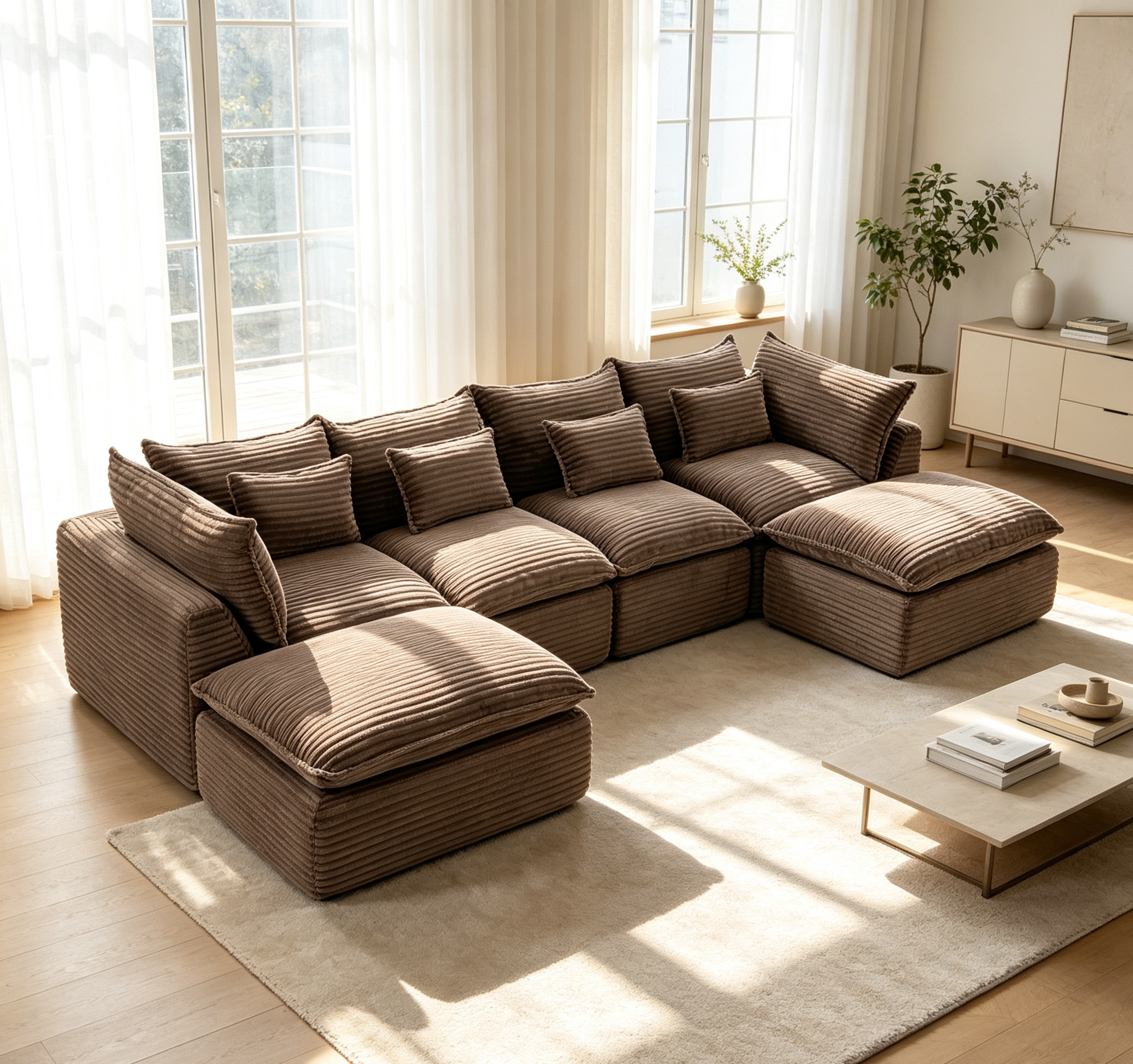 129.8" Width Cloud Couch Oversized Modular Sectional Sofa