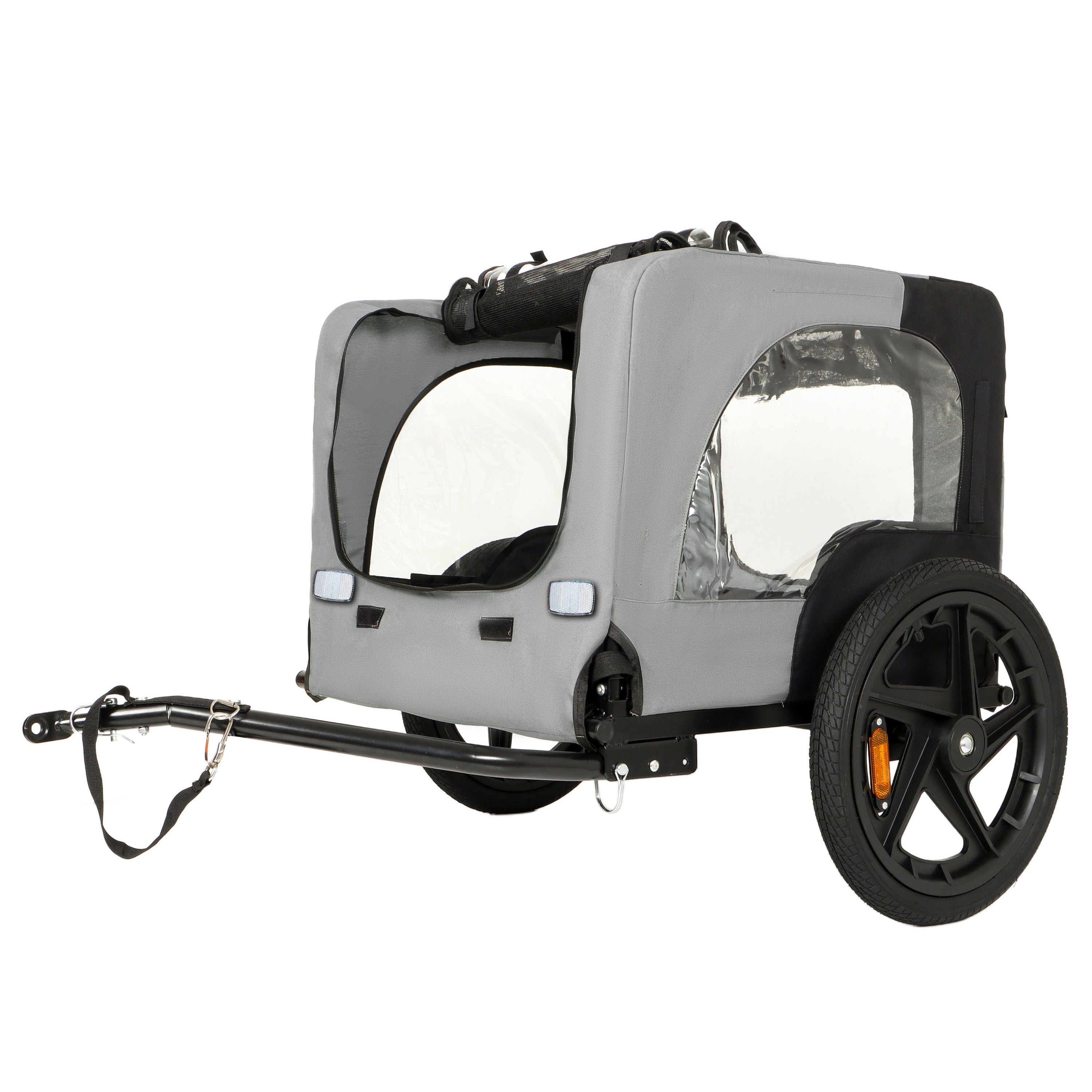 Outdoor Heavy Duty Collapsible Pet Bike Trailer with 16-Inch All-Terrain Wheels