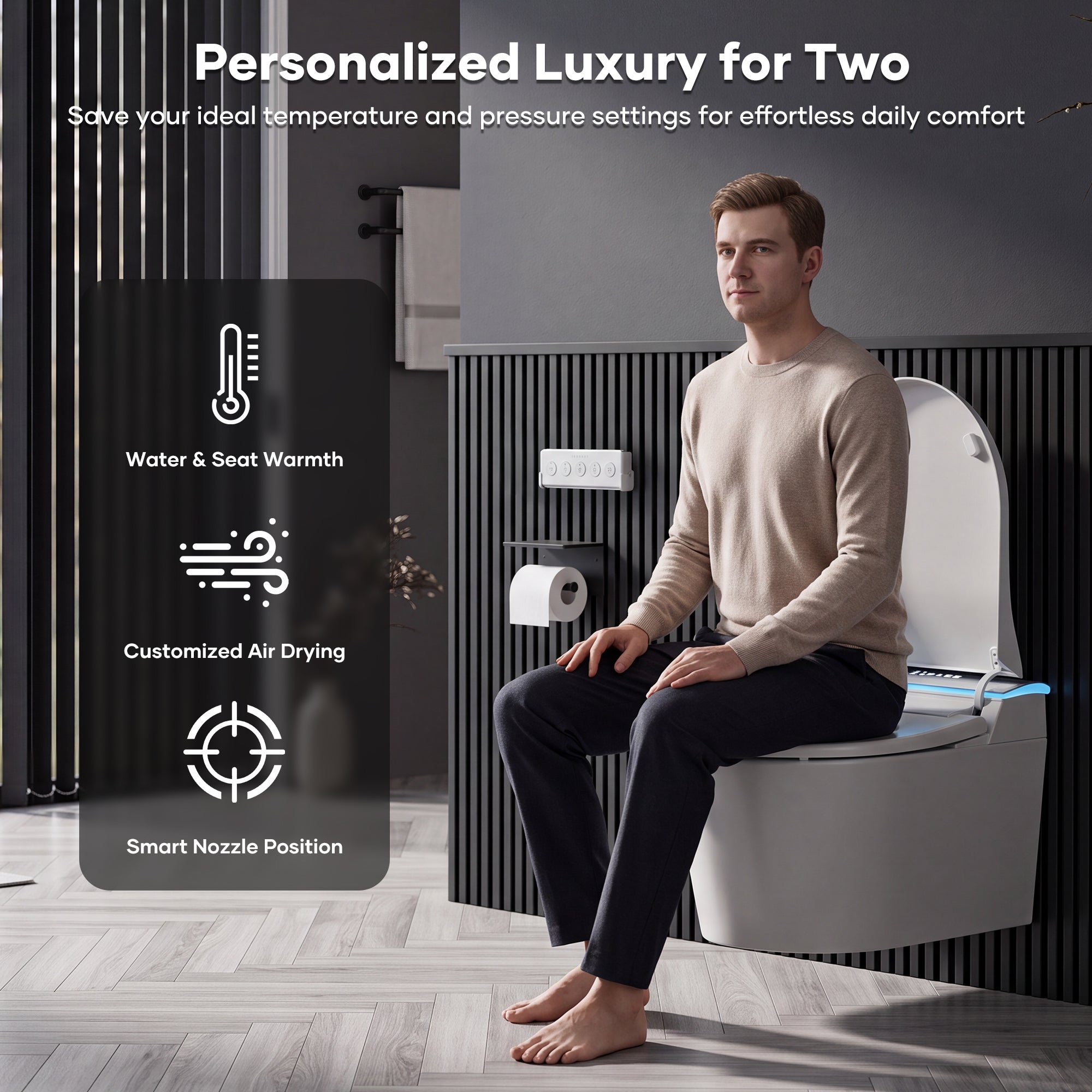 Wall-mounted Smart Toilet, Automatic Lid Opening, No Water Pressure Limitation, Wall Drain, All-in-One Bidet with Aromatherapy Deodorization for Home Use