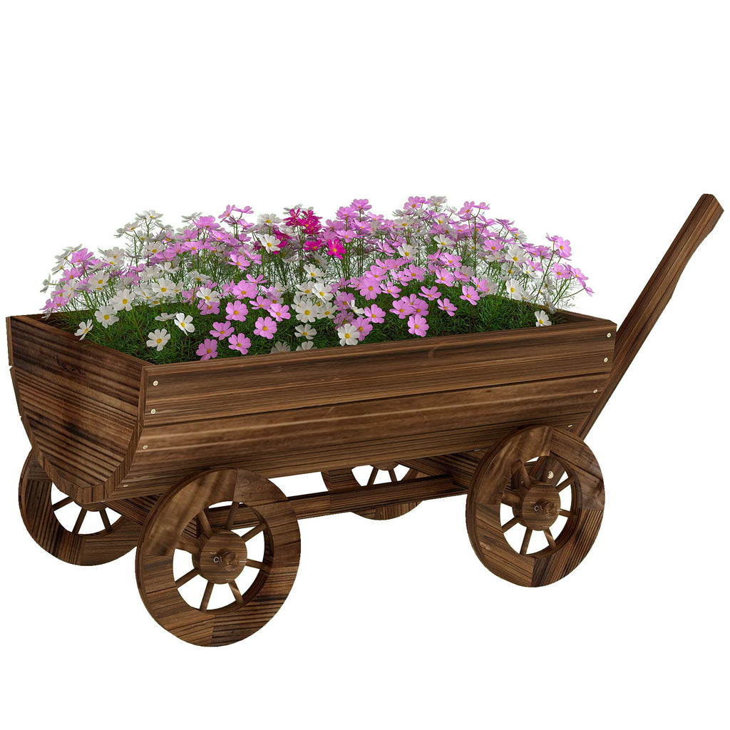 Outsunny Wooden Wagon Planter Box