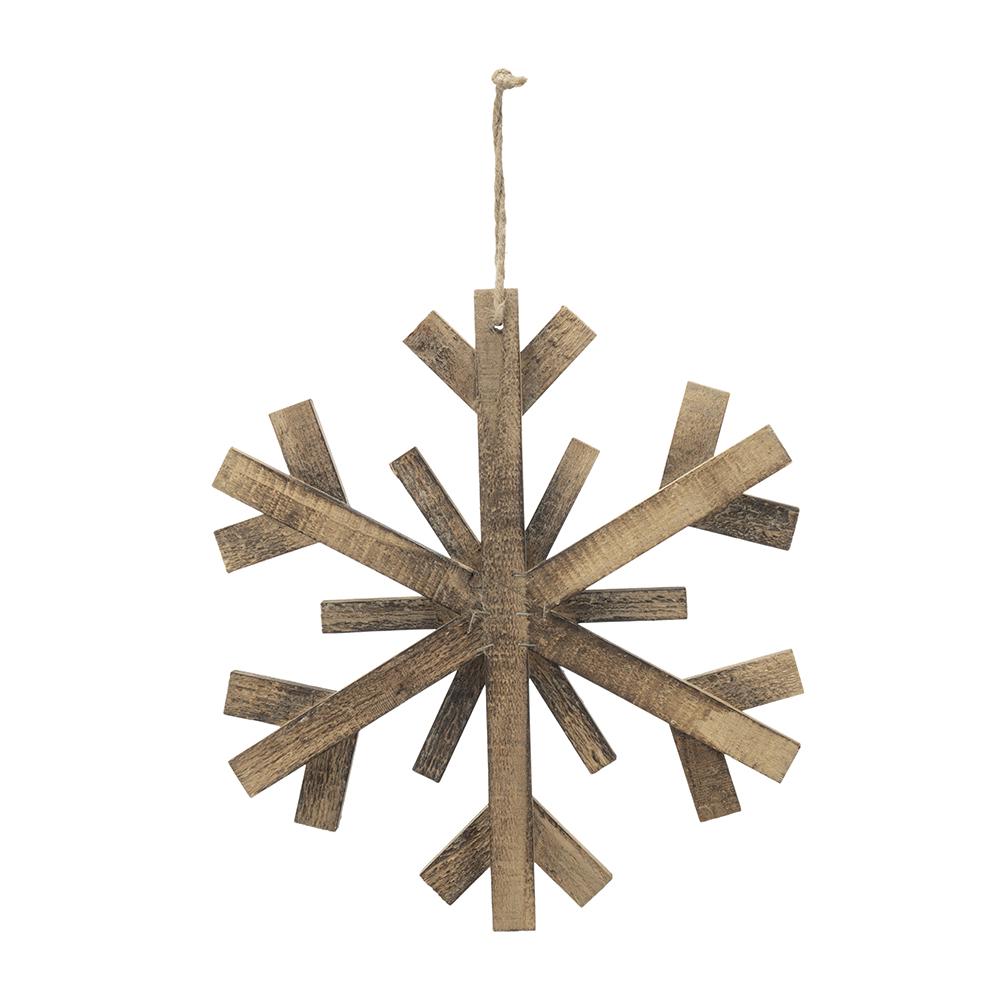 17.7" x 17.7" Large Fir Wood Snowflake Ornaments - Set of 2