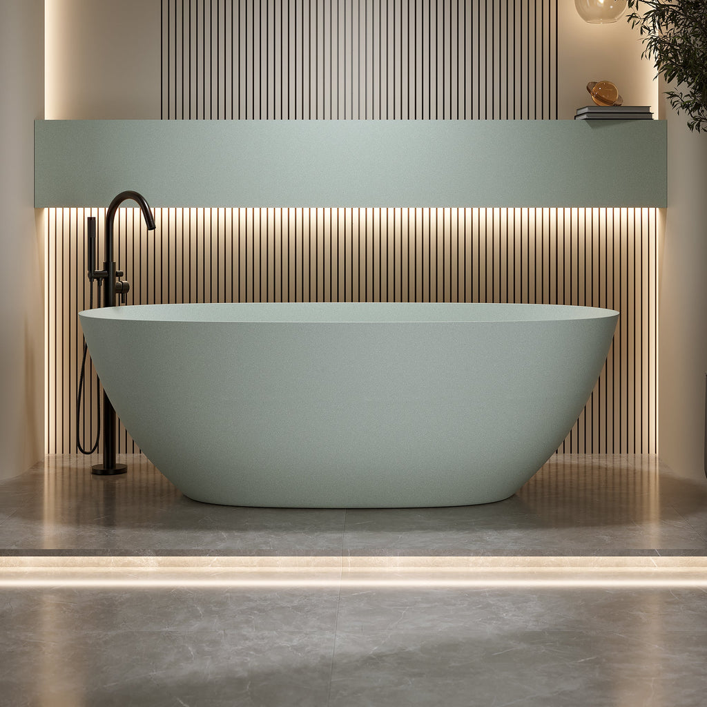 69'' Freestanding Bathtub Resin Stone Soaking Bathtub