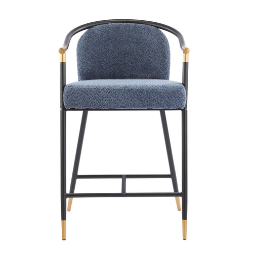 26" H Upholstered Counter Stool with Metal Frame (Set of 2) - Navy