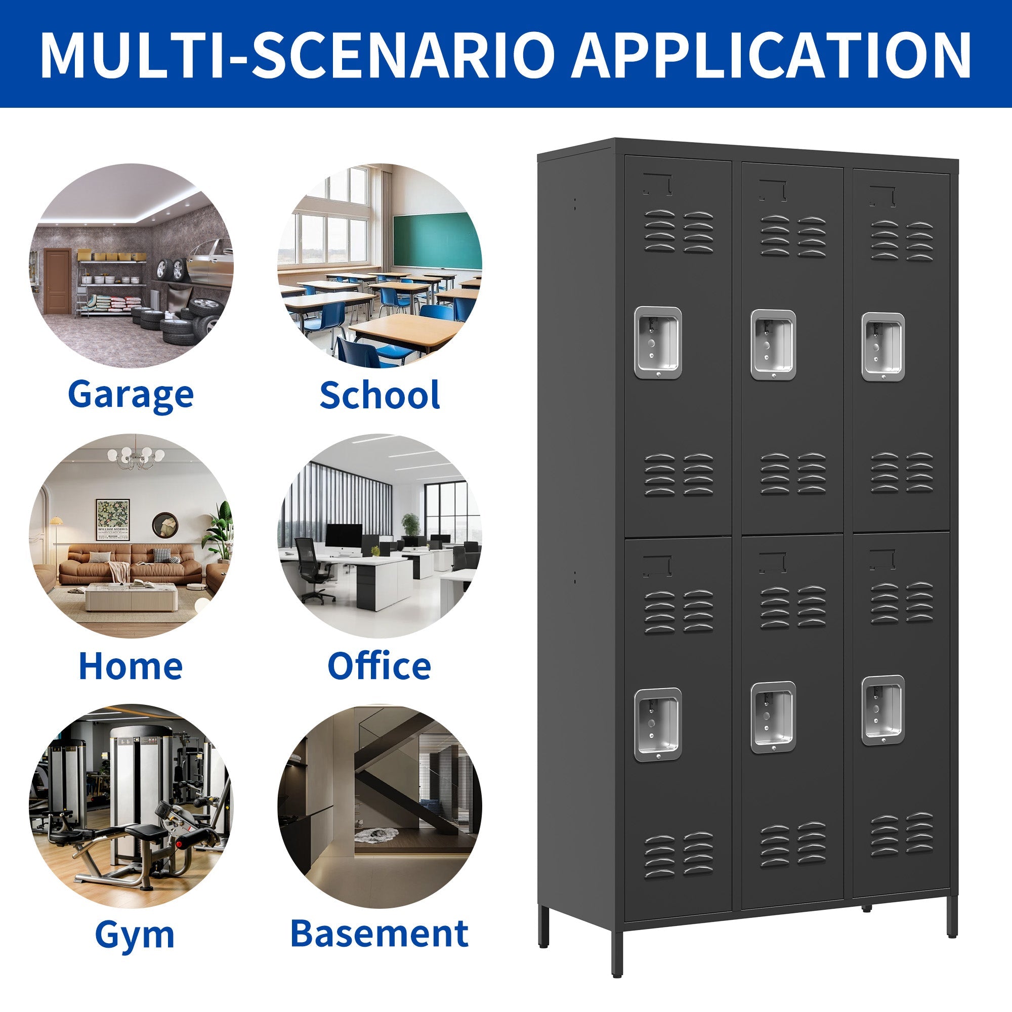6 Door 72"H Metal Lockers with Lock