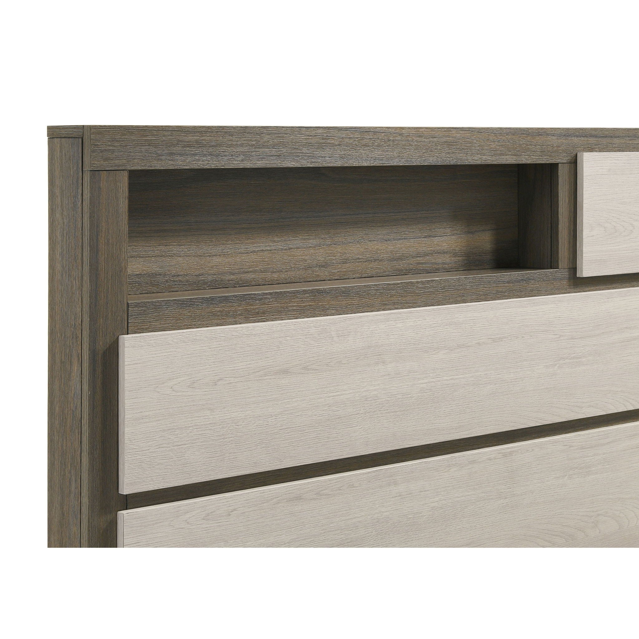 Eastern King Bed Bookcase Headboard With Hidden Storage - Oak
