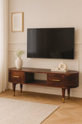 Solid Wood Two-Drawer Open-Slot Media Unit