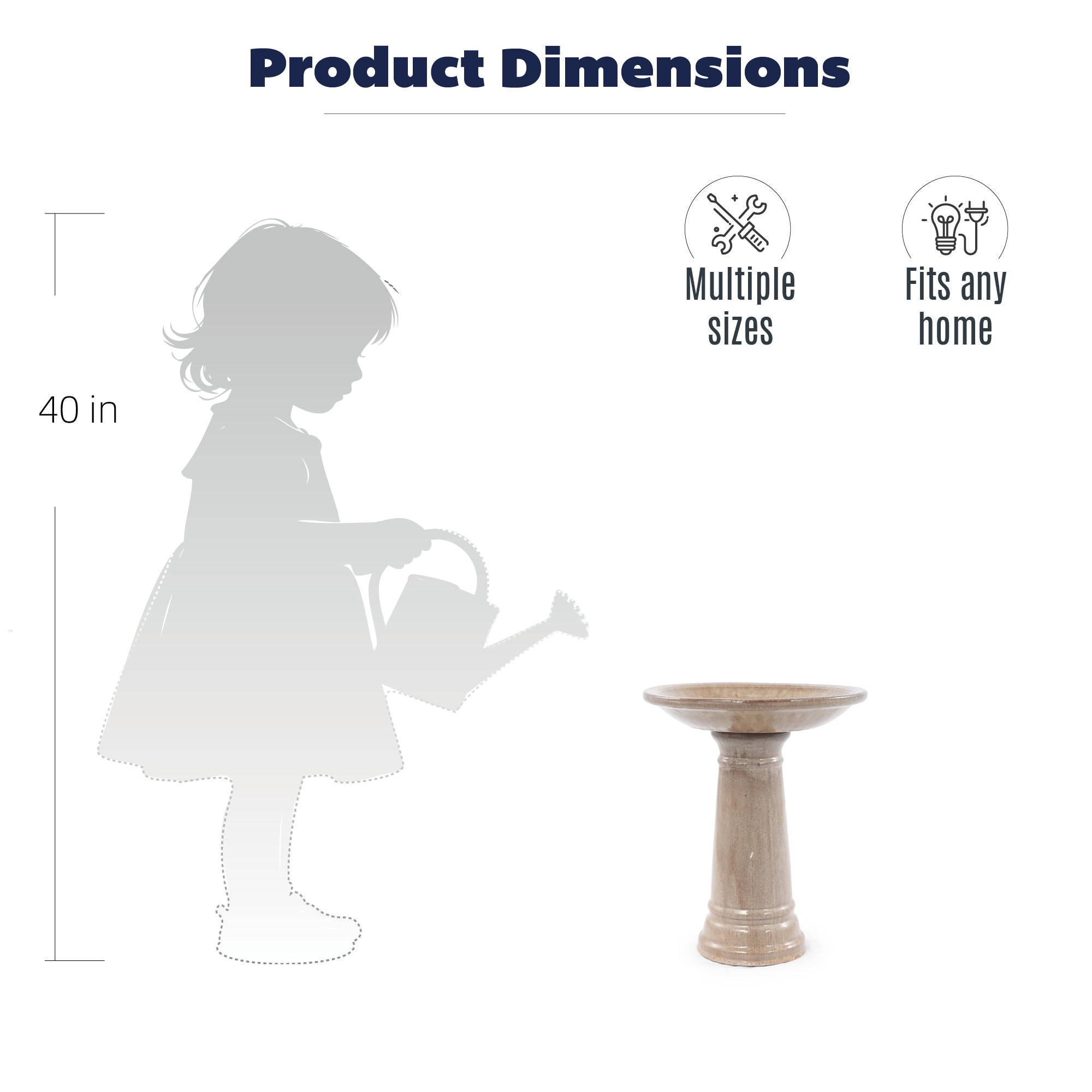 Ceramic Bird Bath for Outdoor Garden