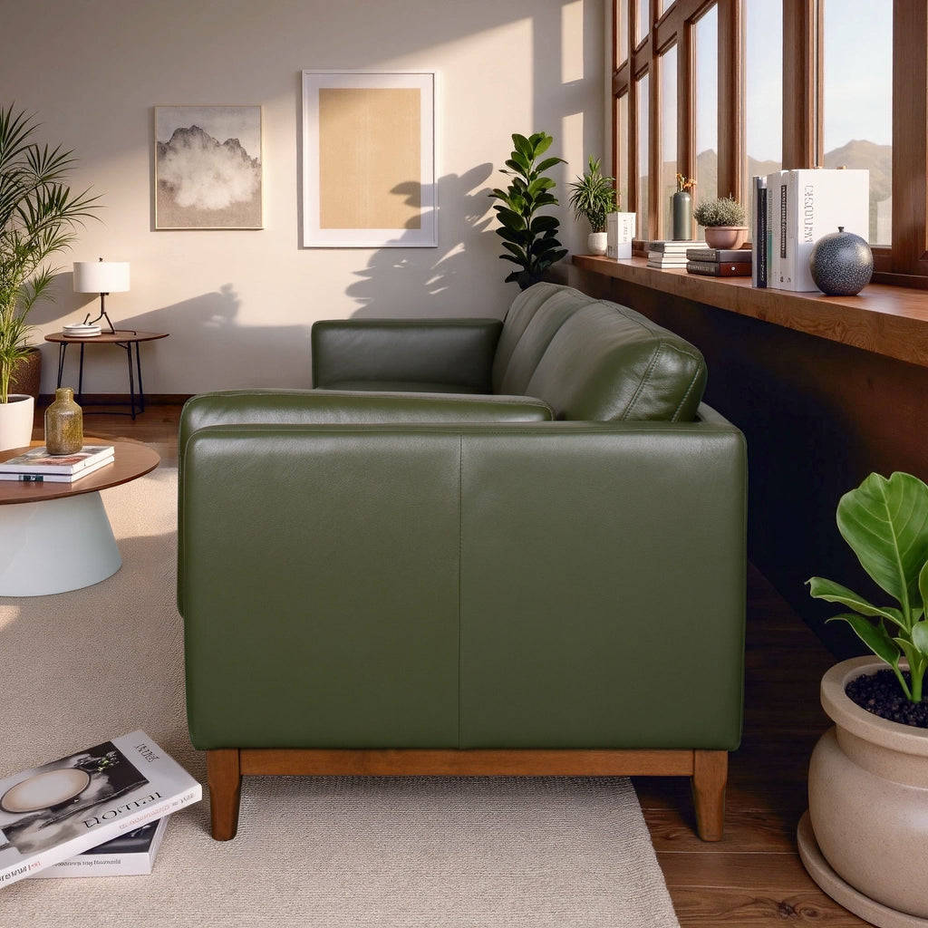 Raleigh Sustainable Wood 3-Seater Top Grain Genuine Leather Sofa