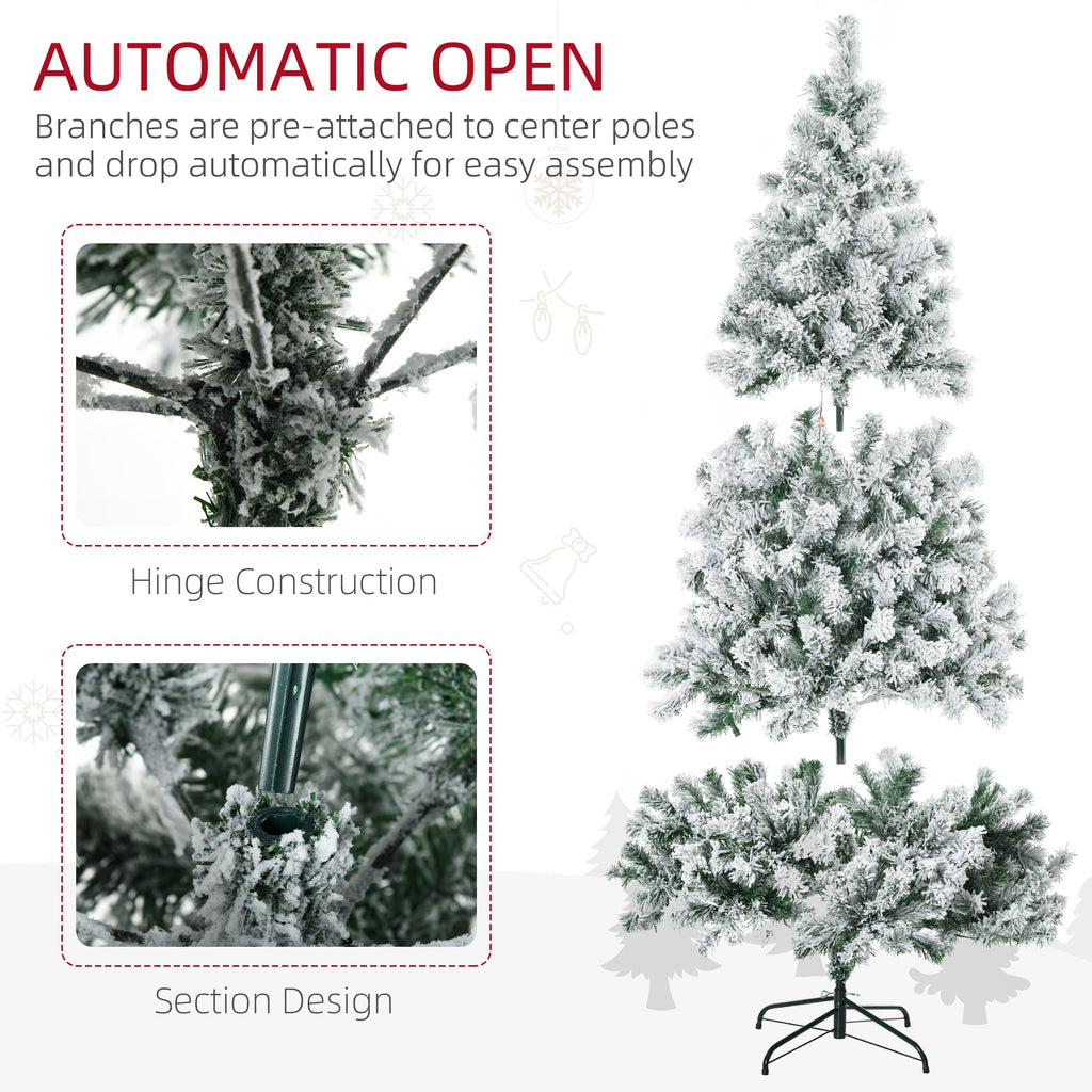 HOMCOM 7.5ft Tall Prelit Artificial Christmas Tree