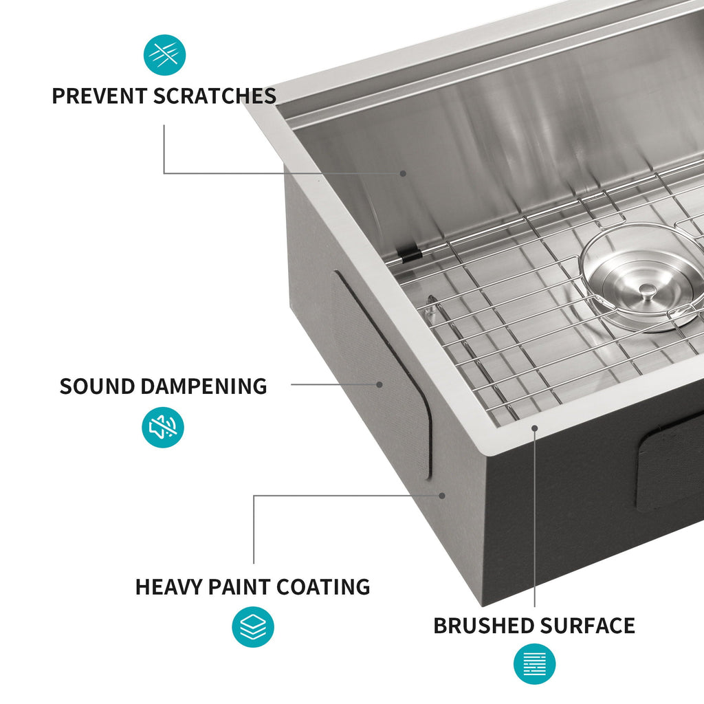 Premium Single Bowl Undermount Workstation Kitchen Sink With Accessories, Finish, 16 Gauge Stainless Steel - Black