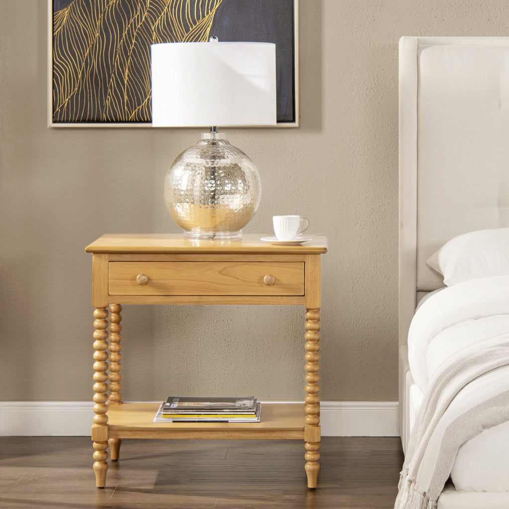 Easton 28" Modern Farmhouse Turned 1-Drawer Storage Side Table