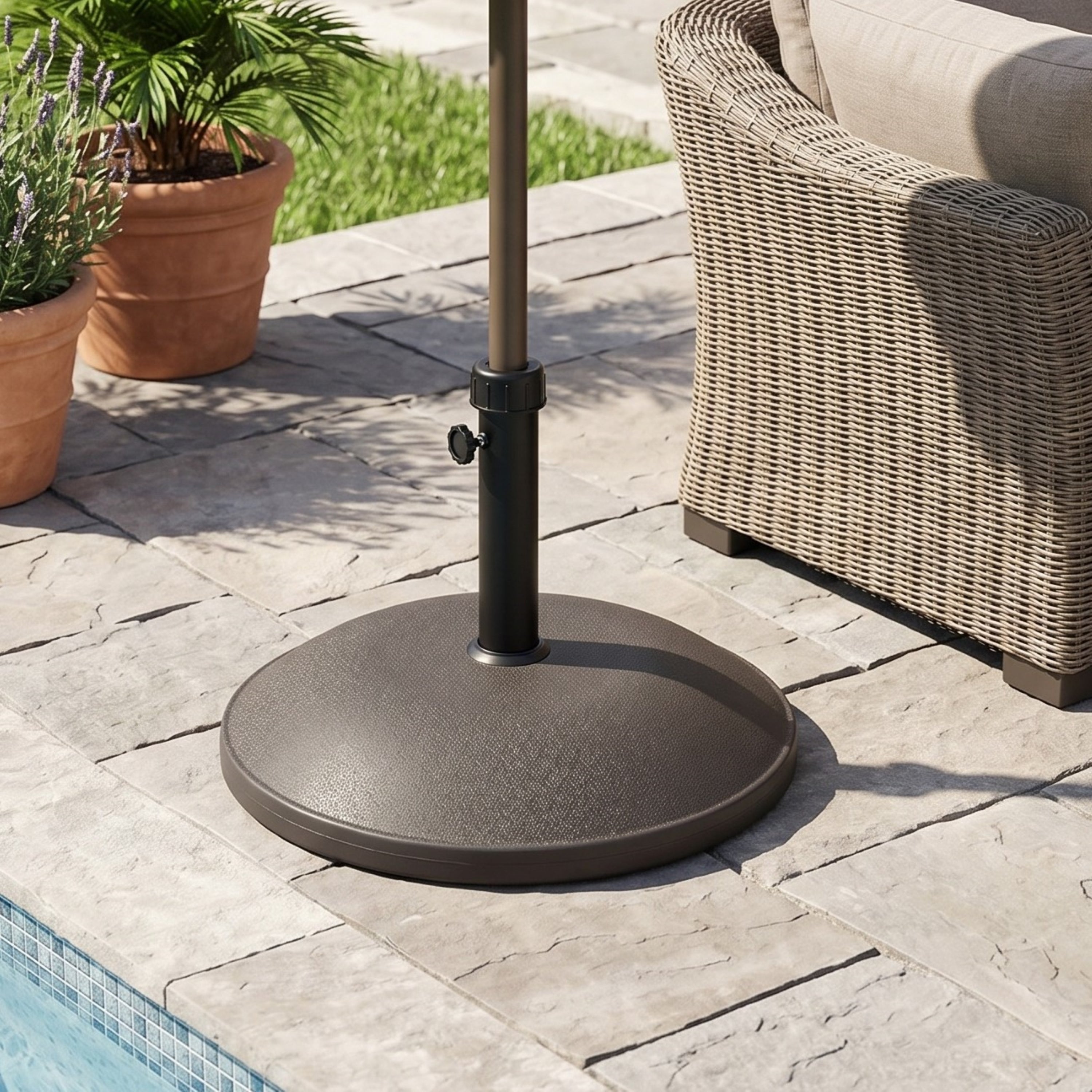 Ander Outdoor 68-Pound Round Umbrella Base - Brown