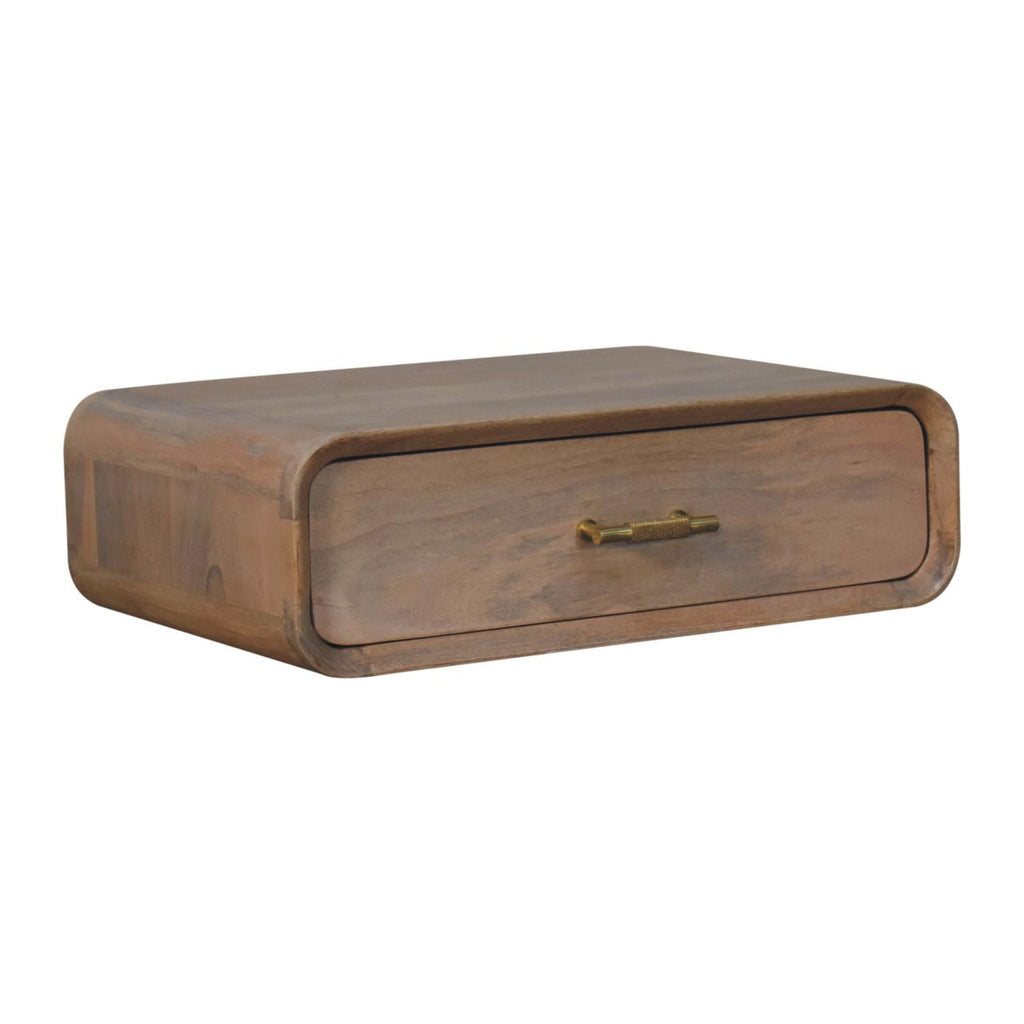 Solid Wood Sonoma T-Bar Wall-Mounted Nightstand, 1-Drawer