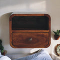 Extra Mini Wall-Mounted Curved Chestnut Nightstand