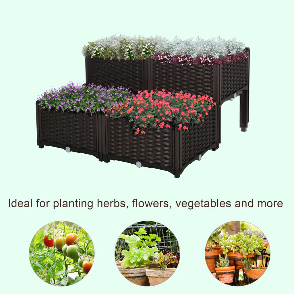 Outsunny 4 Piece Raised Garden Bed with Legs