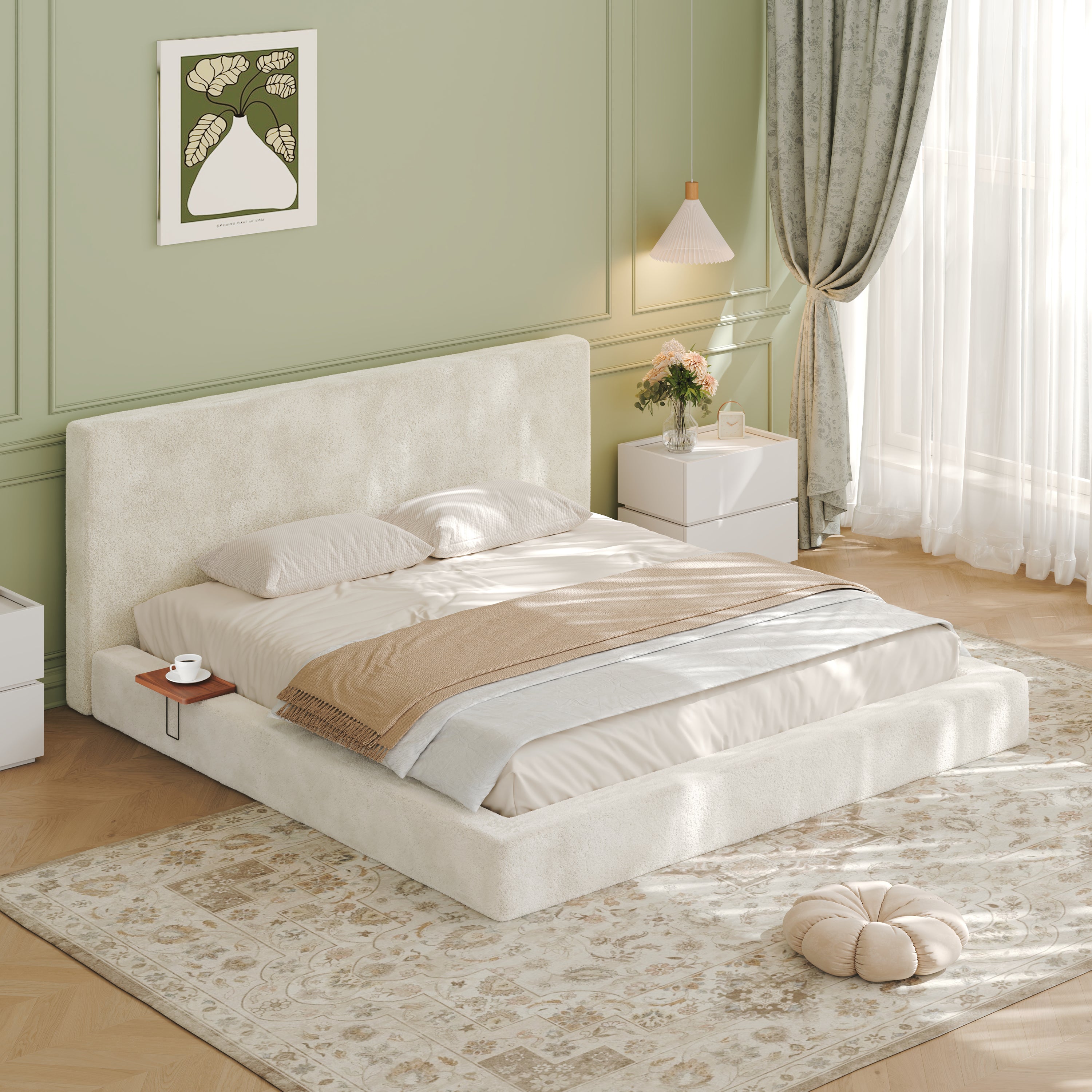 AirFrame King Bed Frame with Adjustable Sliding Side Table
