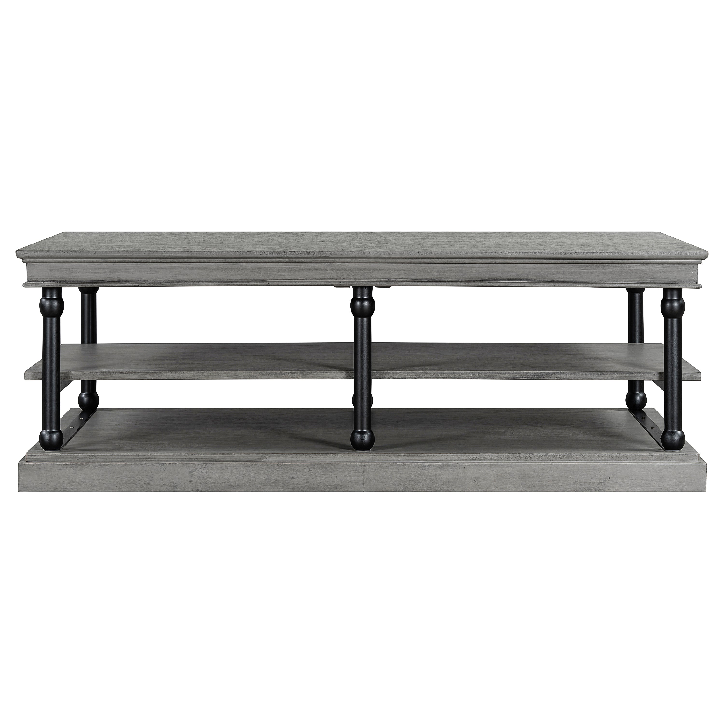 55.1" Wood Coffee Table with Storage Shelves