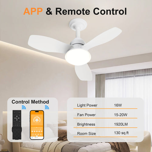 24.4" Modern Ceiling Fan with Light
