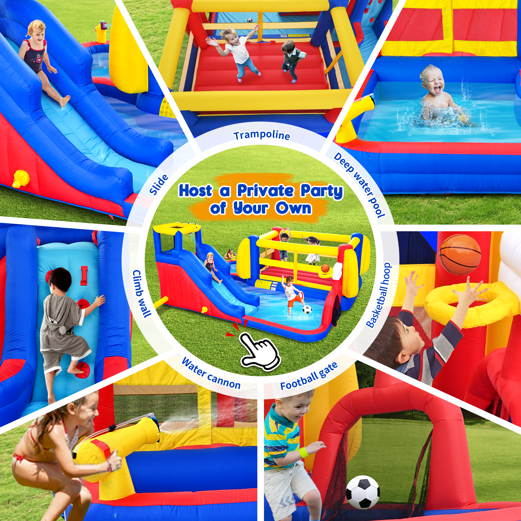 7 in 1 Inflatable Slide Water Park for Kids