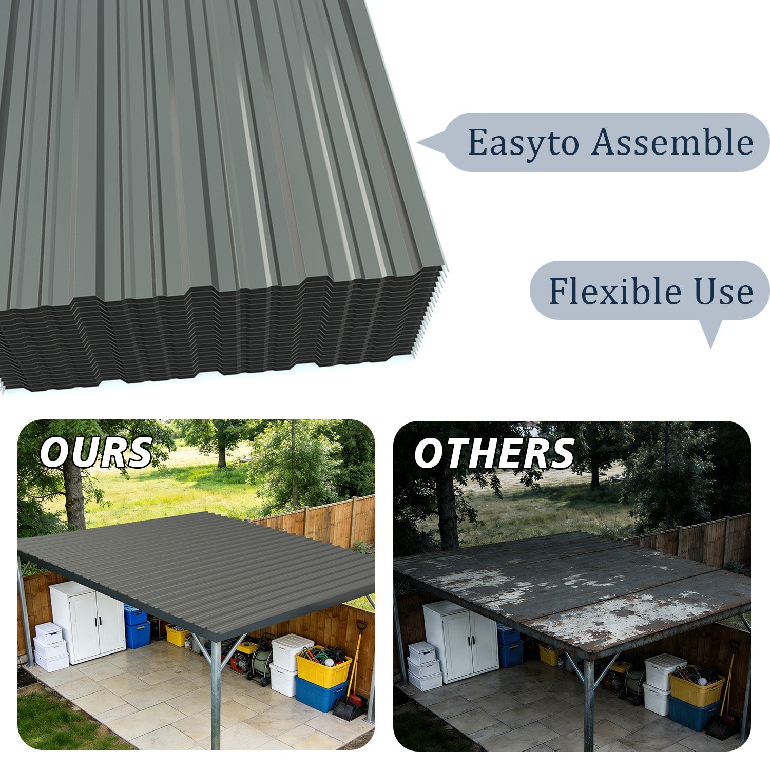 15 Pcs Heavy Duty Waterproof Metal Roofing Panels