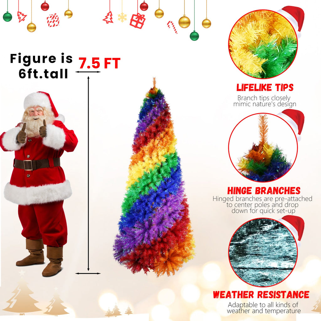7.5ft Rainbow Spiral Christmas Tree