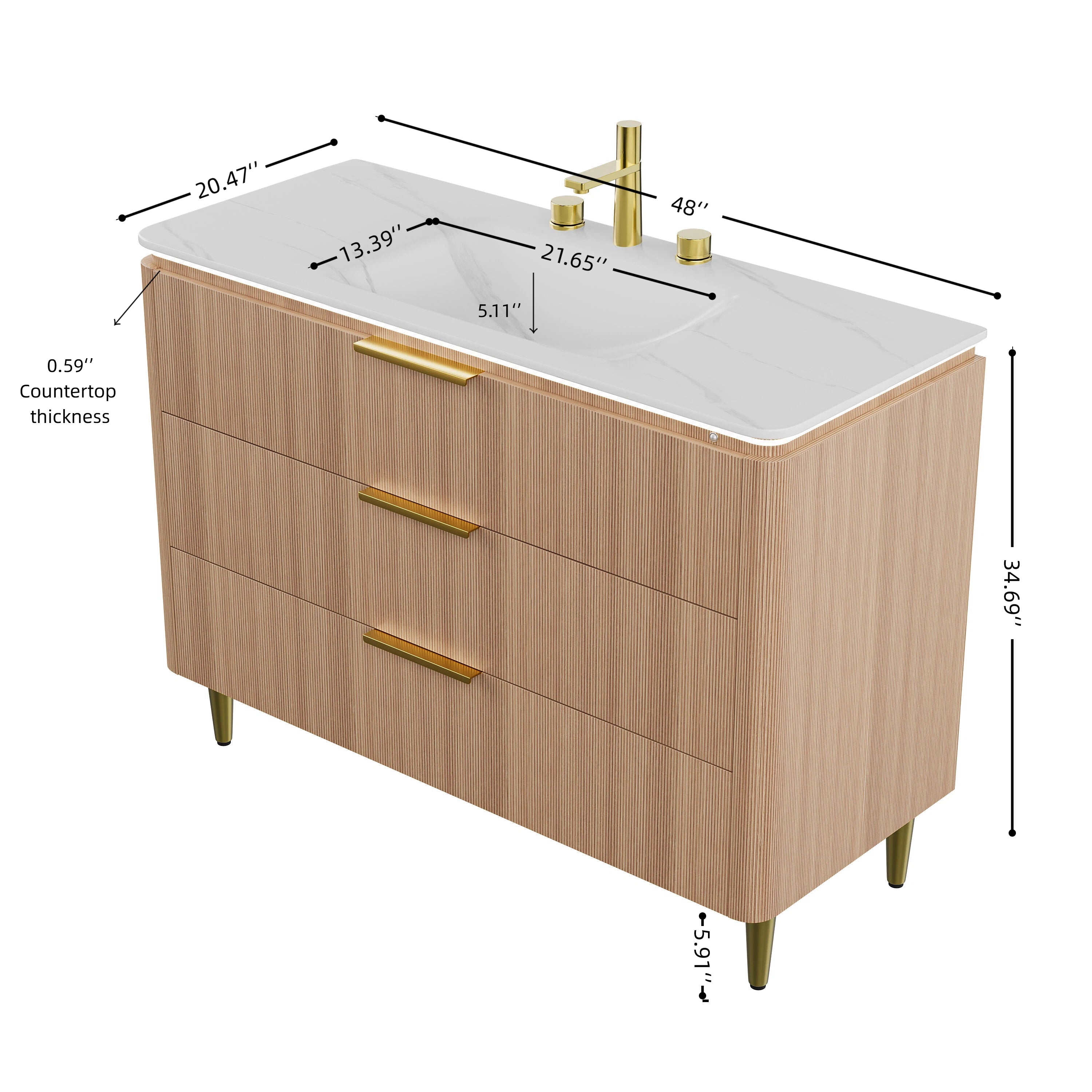Amara 48'' Bathroom Vanity & Sink with Carrara Finish
