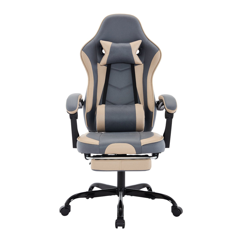 Gaming Chair with Footrest and Massage Lumbar Support