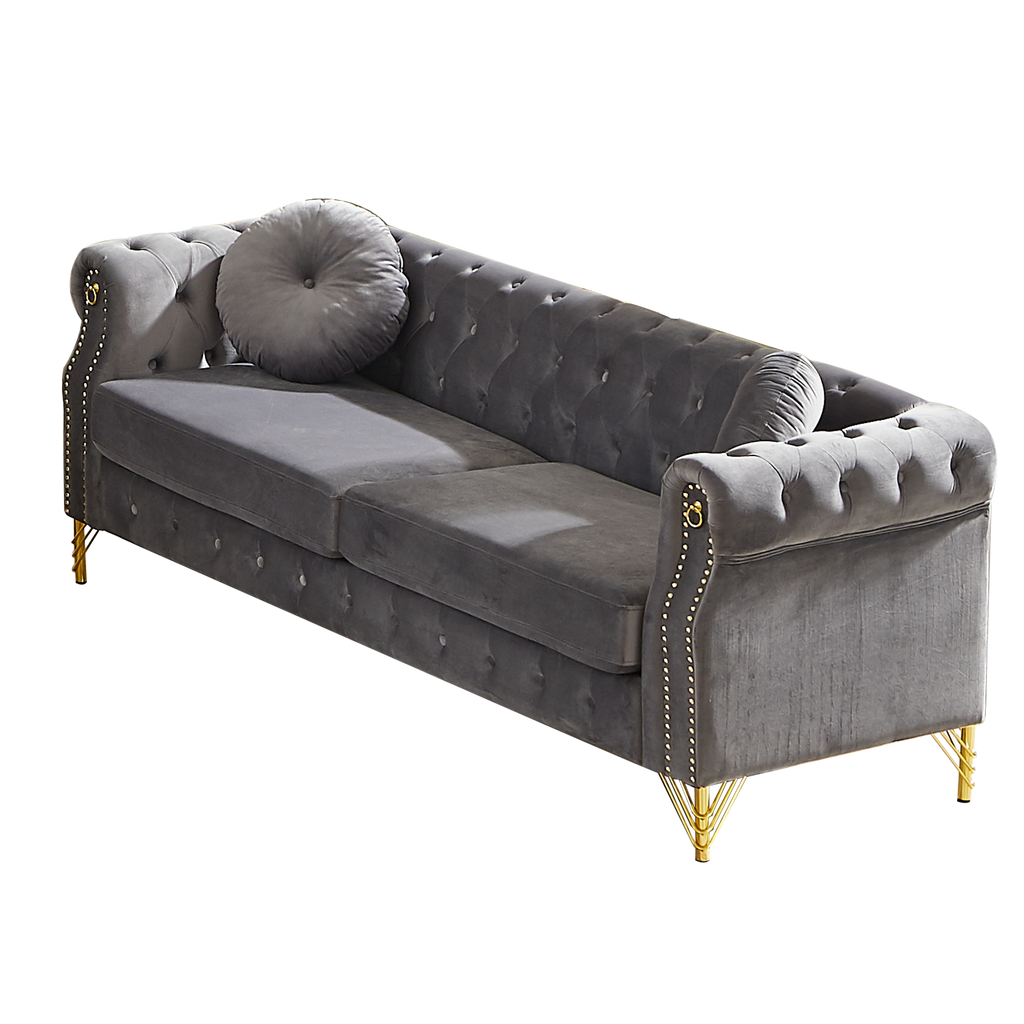 82-Inch Velvet Chesterfield Sofa