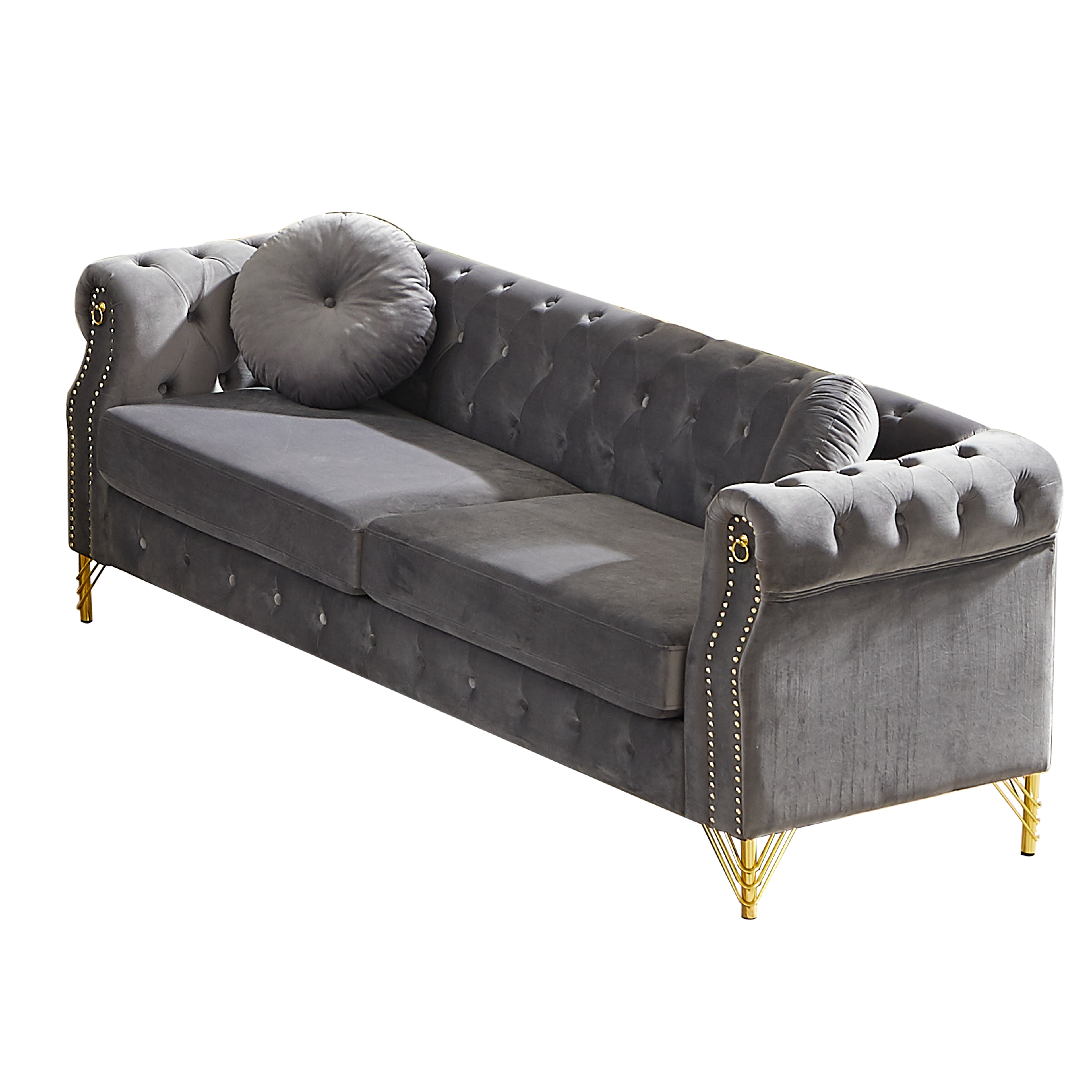 82-Inch Velvet Chesterfield Sofa