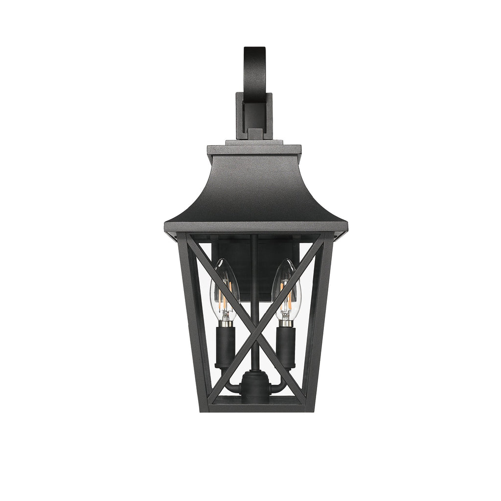 Black Outdoor Wall Lantern 2-Light