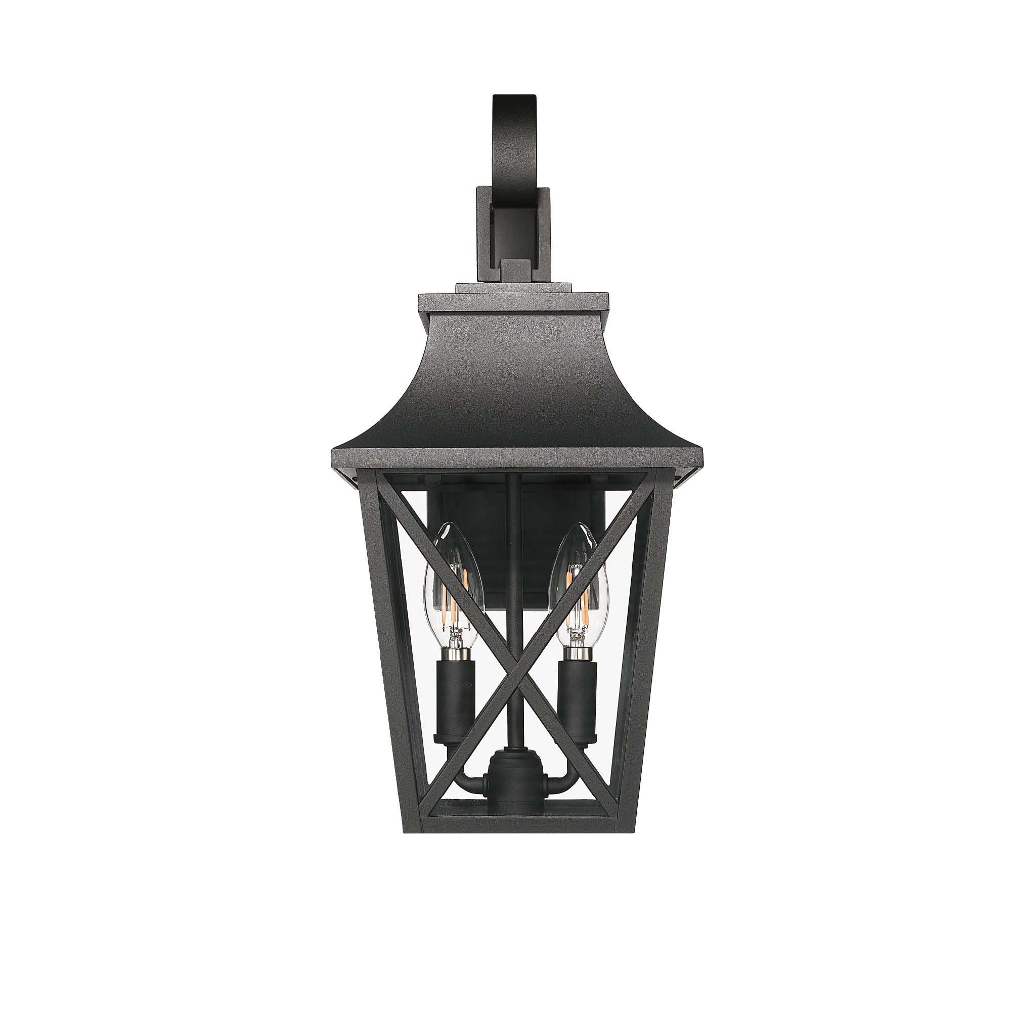 Black Outdoor Wall Lantern 2-Light