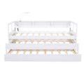 Daybed With 2 Trundles, 3 Storage Cubbies, Built In USB Charging Light