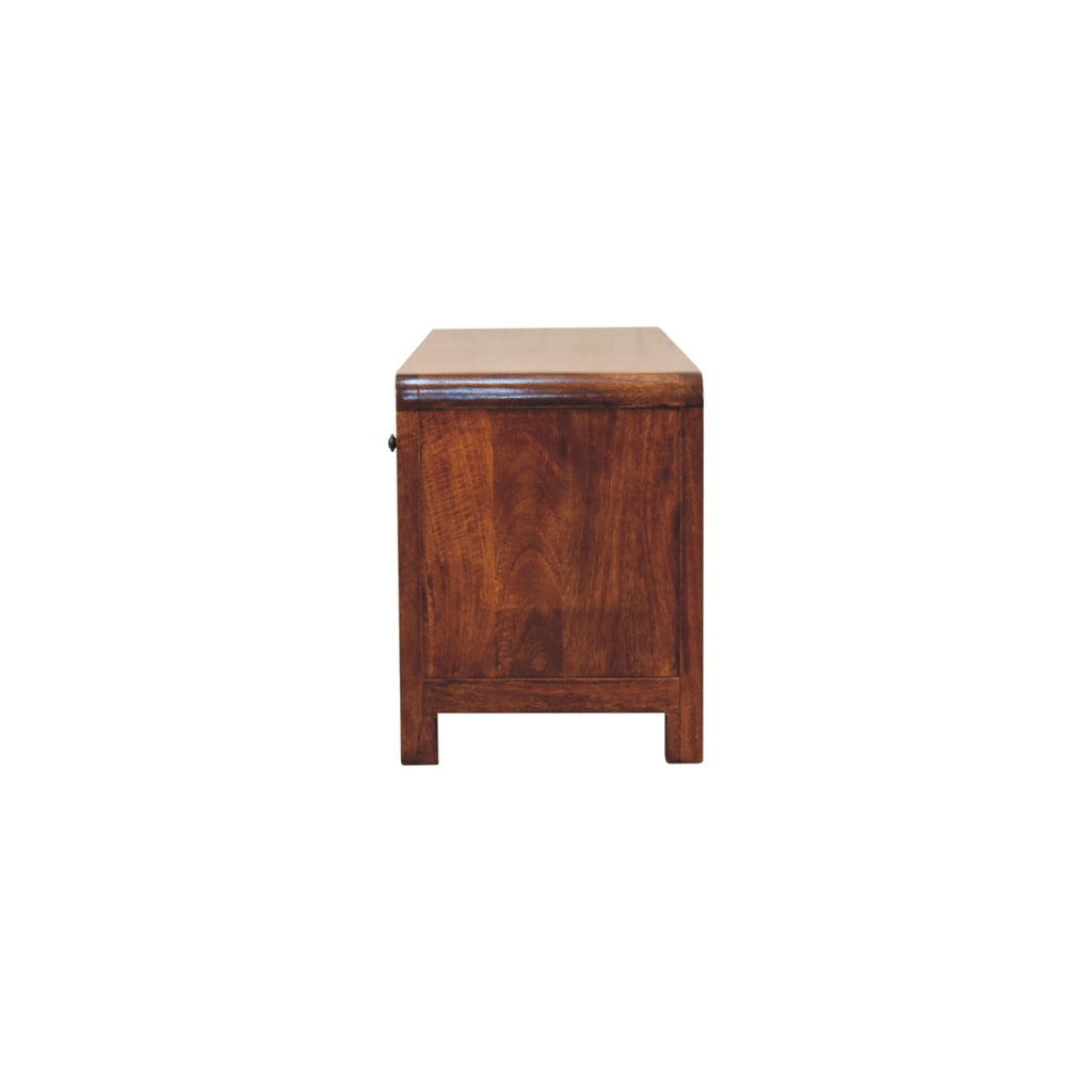 Solid Wood Aspen Media Unit, 3-Drawers, Open Slot, Chestnut